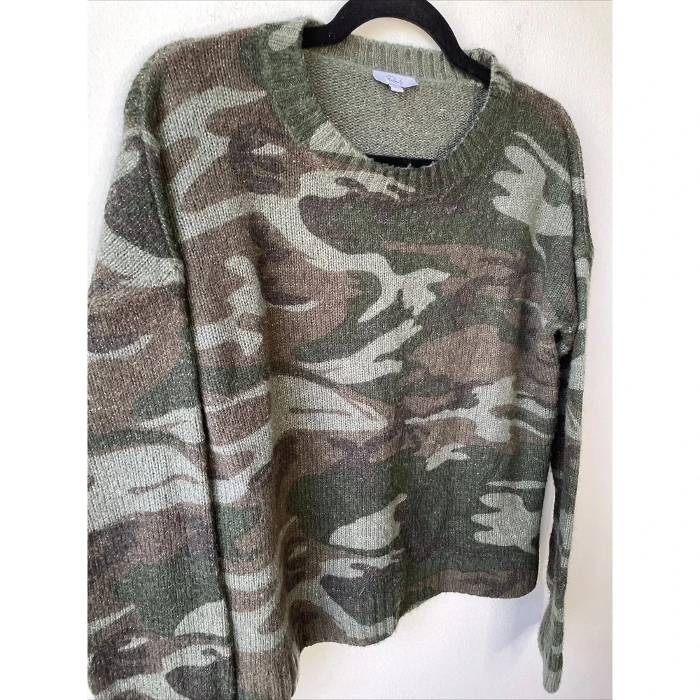 Rails Camo Sweater Womens Small Green Camouflage Knit Pullover Gorpcore Utility